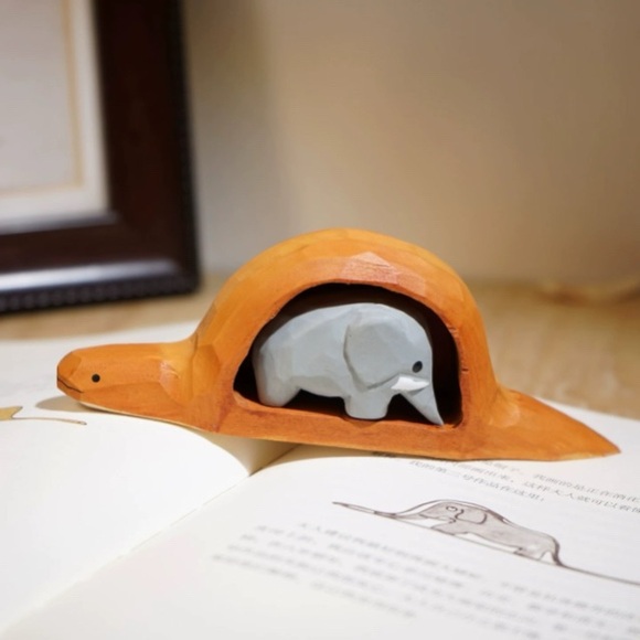 Handmade Wood Carving Elephant Inside Boa Figurine Inspired Decoration - Picture 5 of 5